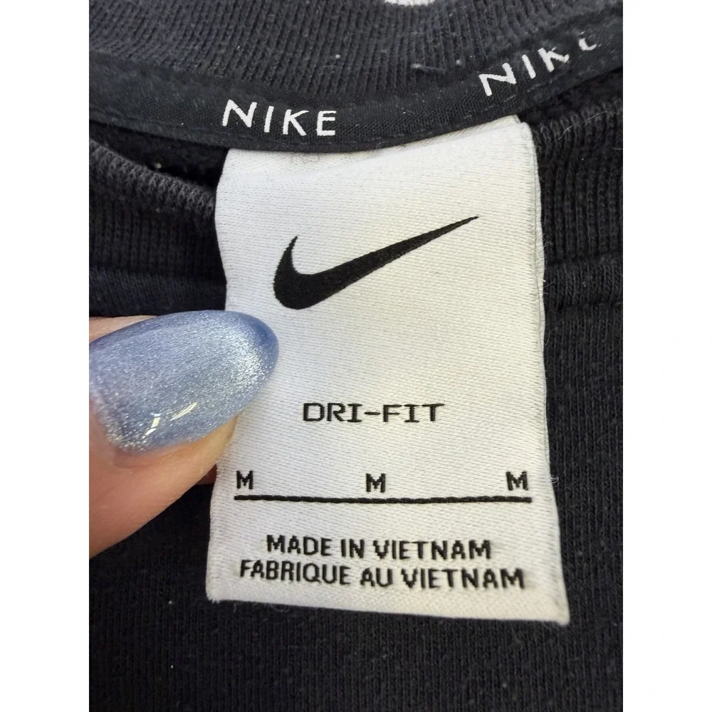 VTG Nike‎ Sweatshirt Womens M Black Long Sleeve Center Swoosh Graphic Back Crew